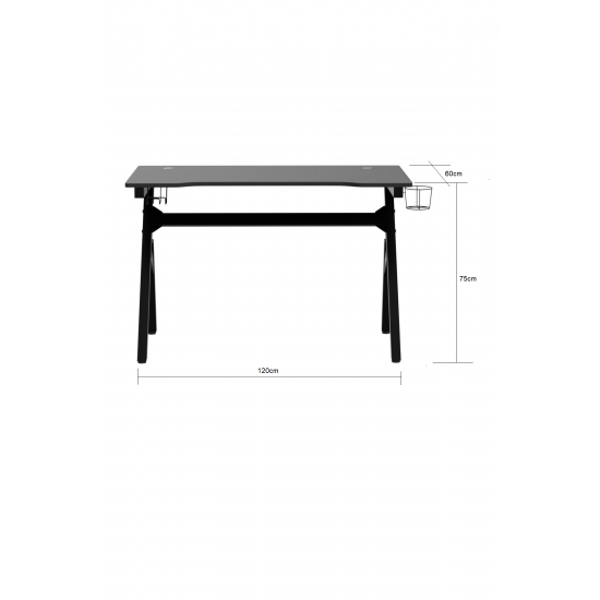 faween 87060 Mdf 140x60 Siyah Profesyonel Oyuncu Masası Çalışma Masası Bilgisayar Masası Ders